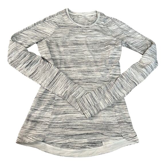 LULULEMON Women's Runderful Long Sleeve Size 4 In Space Dye Camo White Silver - Picture 1 of 13